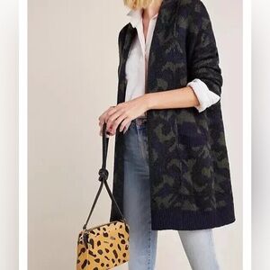 Anthropologie JOHN + JEN Jensen Camo Open Cardigan Duster Sweater Size S
